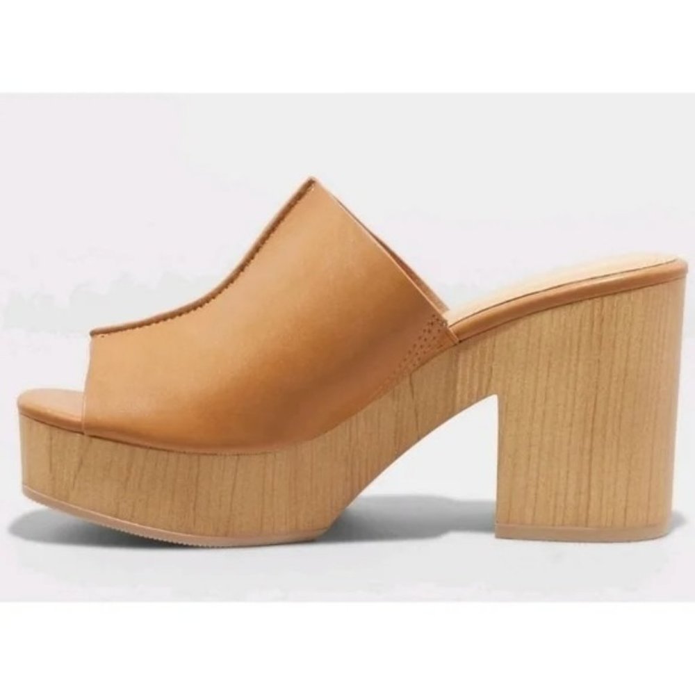 Universal Thread Peony Platform Mule Heels Cognac Size 11